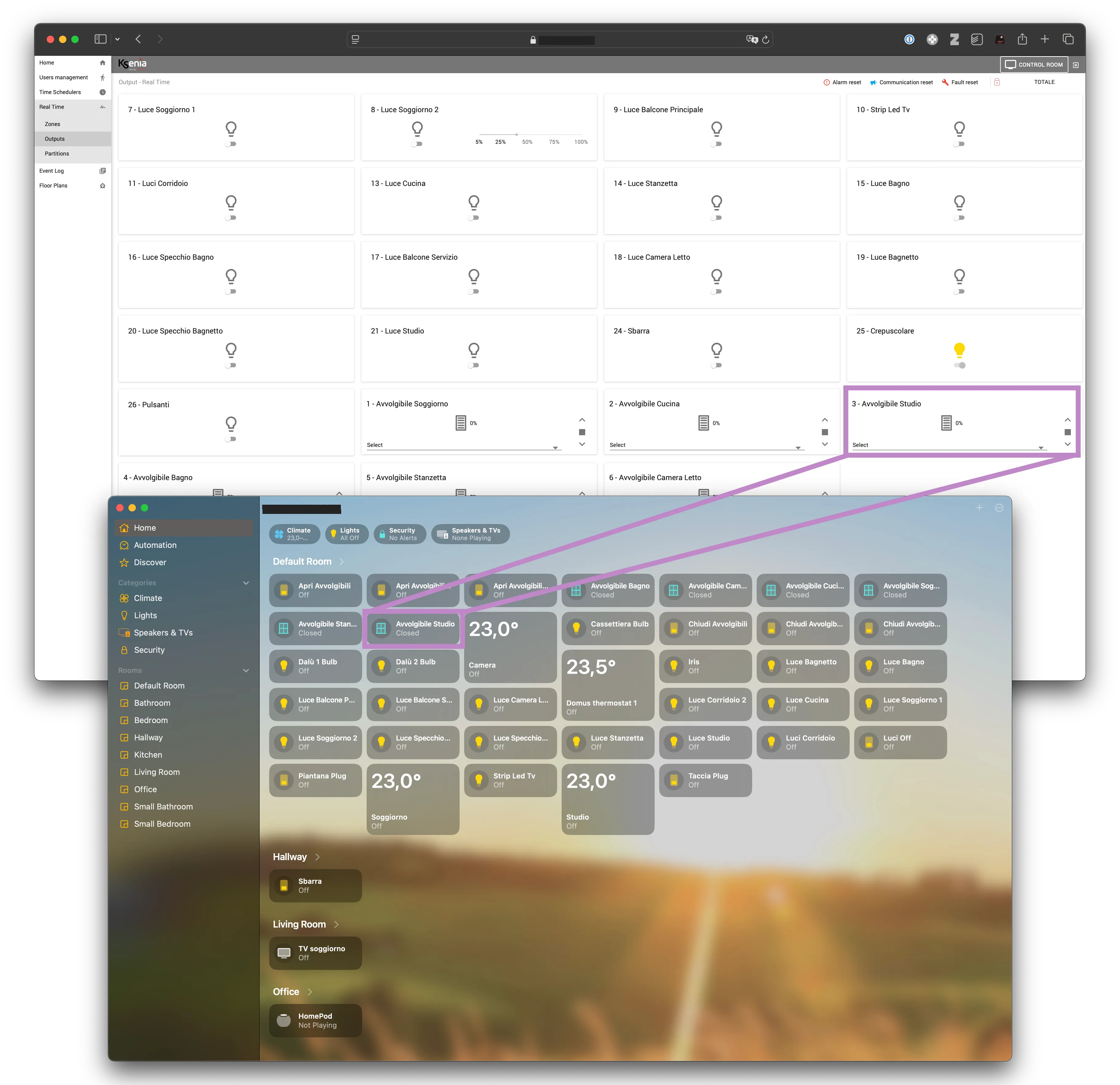apple home with lares 4 entities
