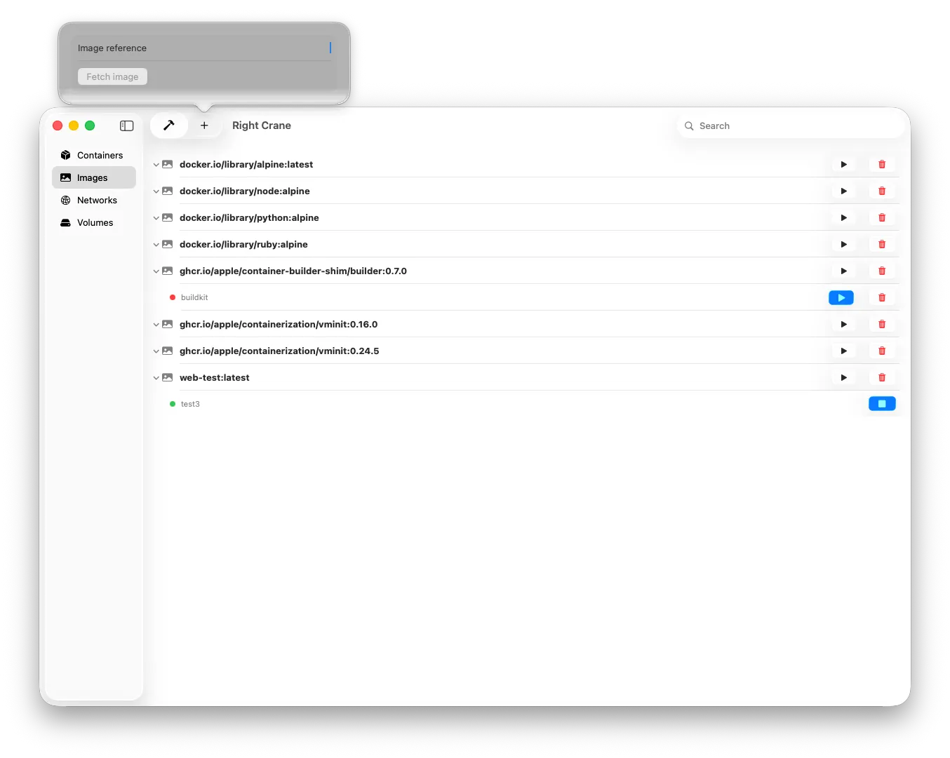Fetch image from registry
